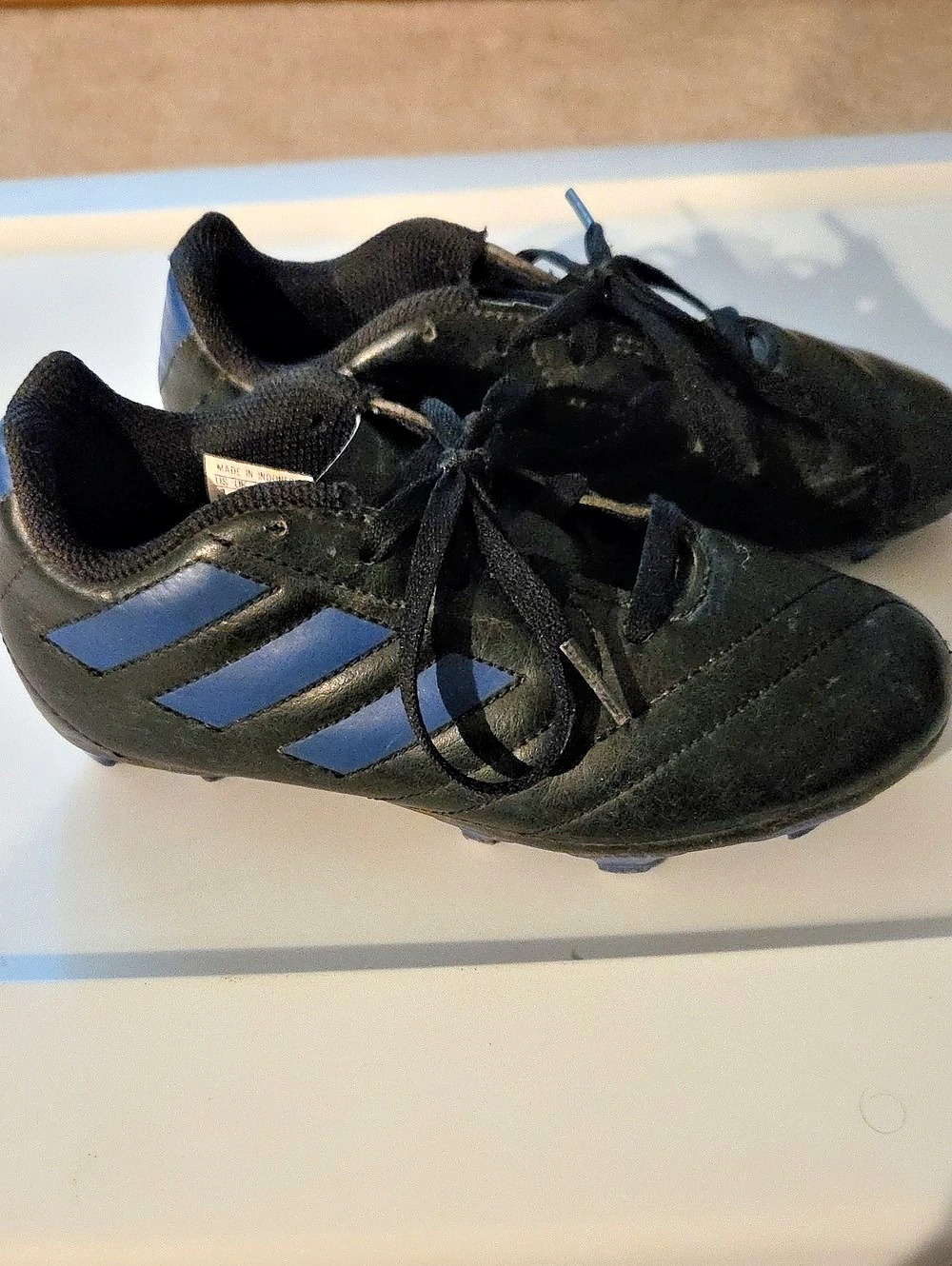 adidas Kids Soccer Cleats Black Blue Boys US 1